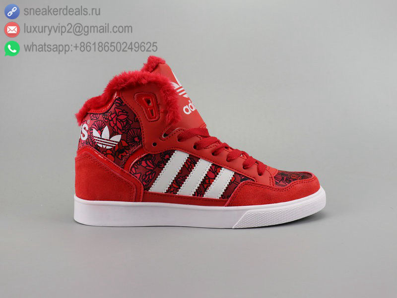 ADIDAS EXTABALL M HIGH FUR RED WHITE UNISEX SKATE SHOES